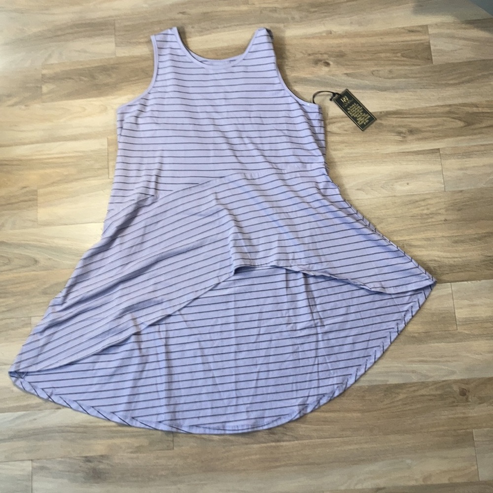 3/$45 DG2 by Diane Gilman top high low asymmetrical hem striped sleeveless boho